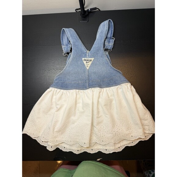 OSHKOSH B’GOSH Dress Girls 24 Months Overall Vestbak Denim Eyelet Jumper - Picture 3 of 8